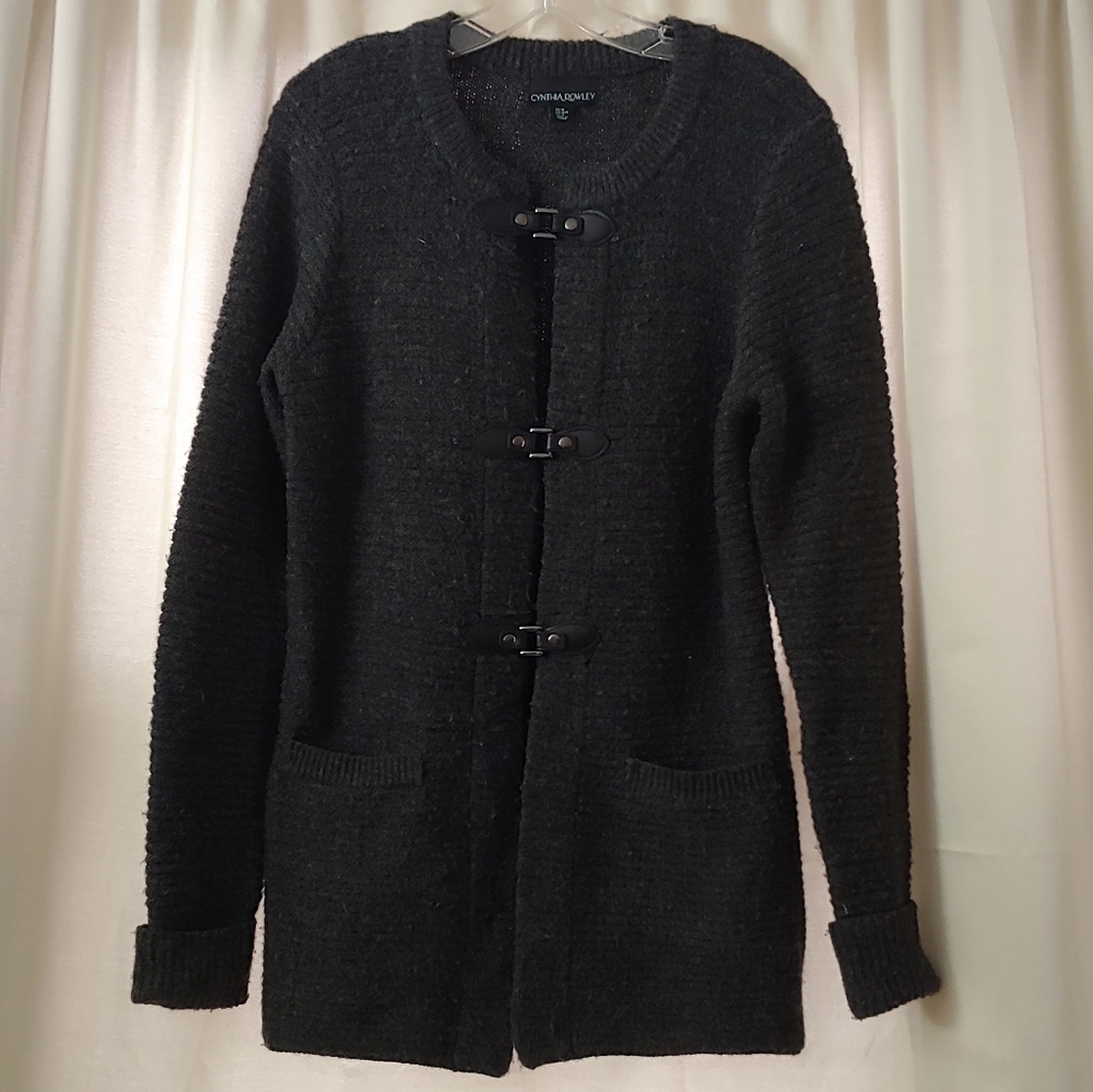 Cynthia Rowley long gray acrylic sweater sz Med